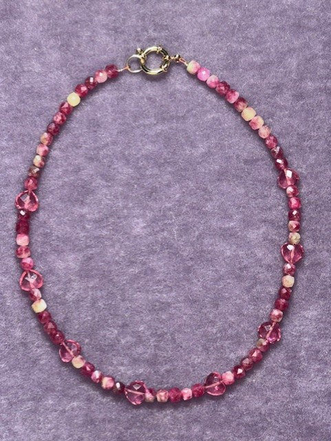 Necklace ''Rubellite heart'' REAL gems: Rubellite