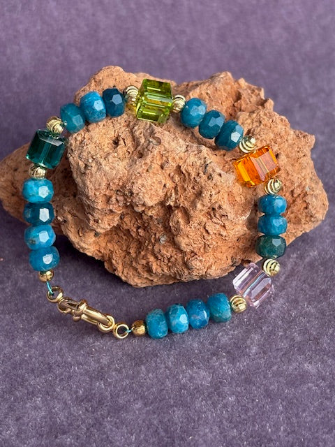 Bracelet ''Avatar'' REAL gems: Apatite,swarovski,goldplated