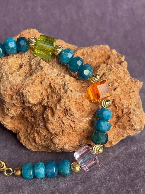 Bracelet ''Avatar'' REAL gems: Apatite,swarovski,goldplated