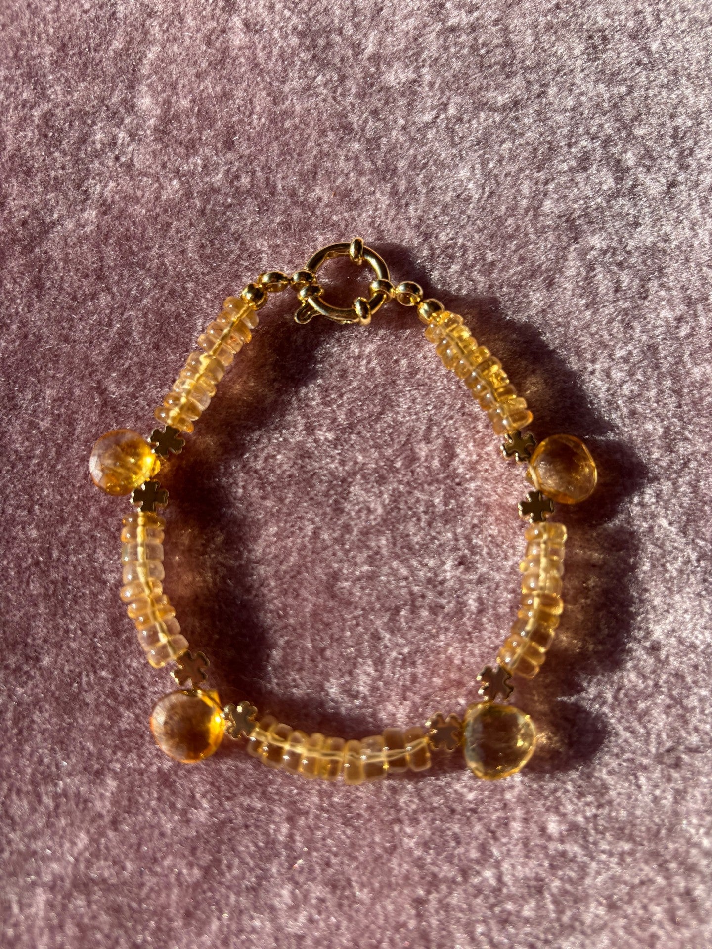 Bracelet “Golden citrine” •Citrine clear tear drops •Citrine beads • Gold plated
