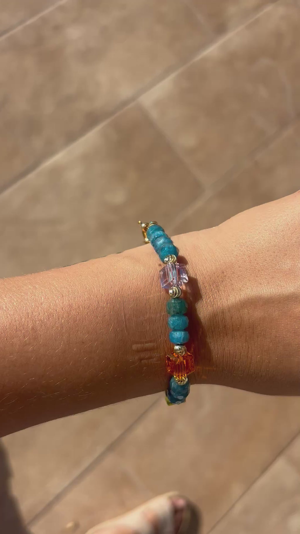 Bracelet ''Avatar'' REAL gems: Apatite,swarovski,goldplated