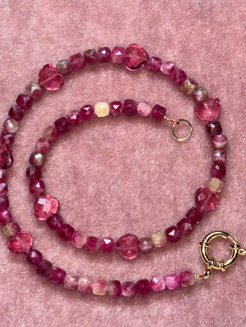 Necklace ''Rubellite heart'' REAL gems: Rubellite