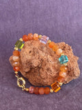 Bracelet ''Sol'' REAL gems: Carnelian, Swarovski,gold plated