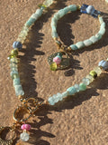 Necklace “Lagoon” REAL gems: Amazonite•Fluorite•Prehnite•Citrine•Serpentine•Peridot•Gold plated