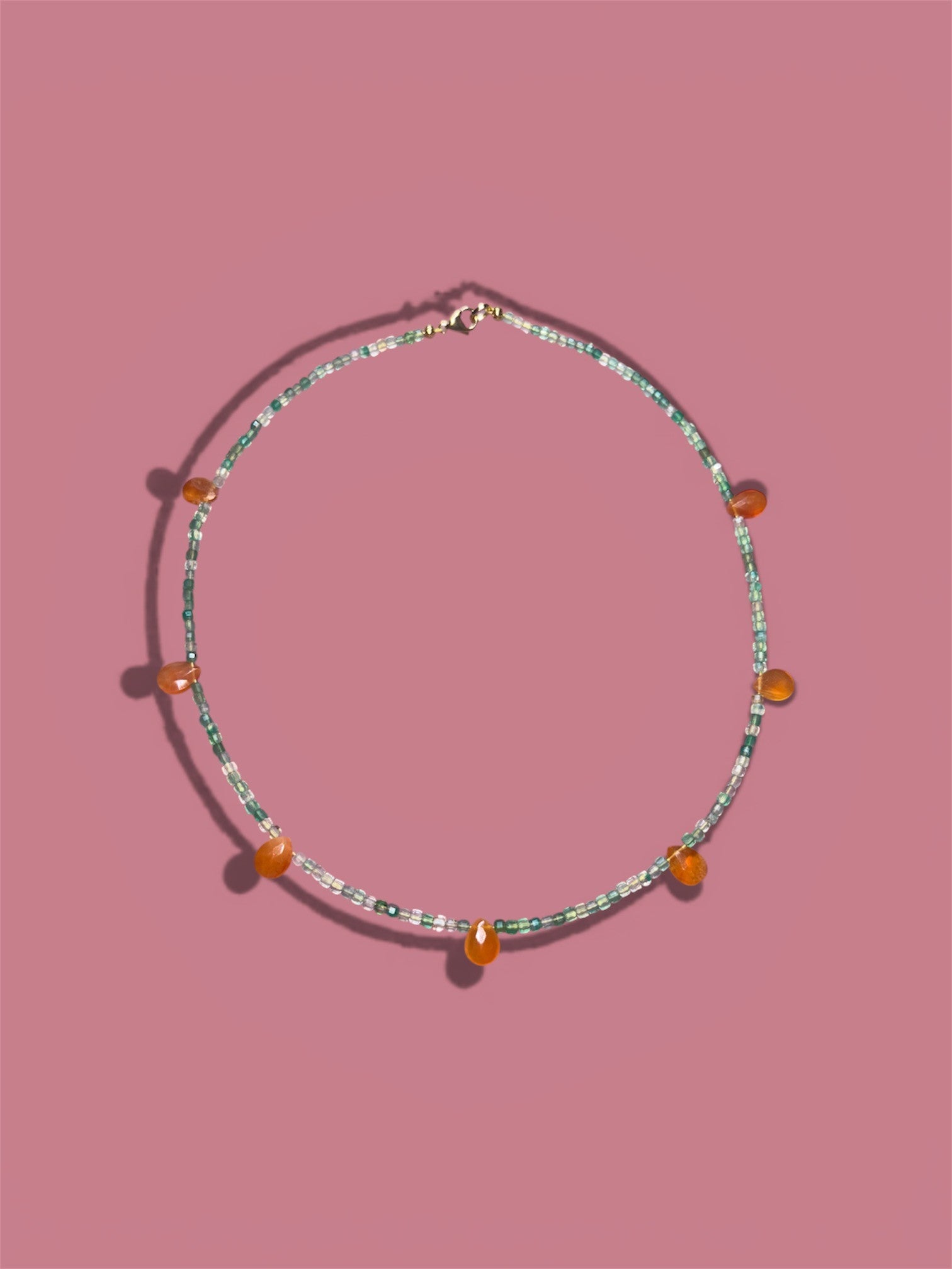 Necklace ''Peach moonstone/amazonite''