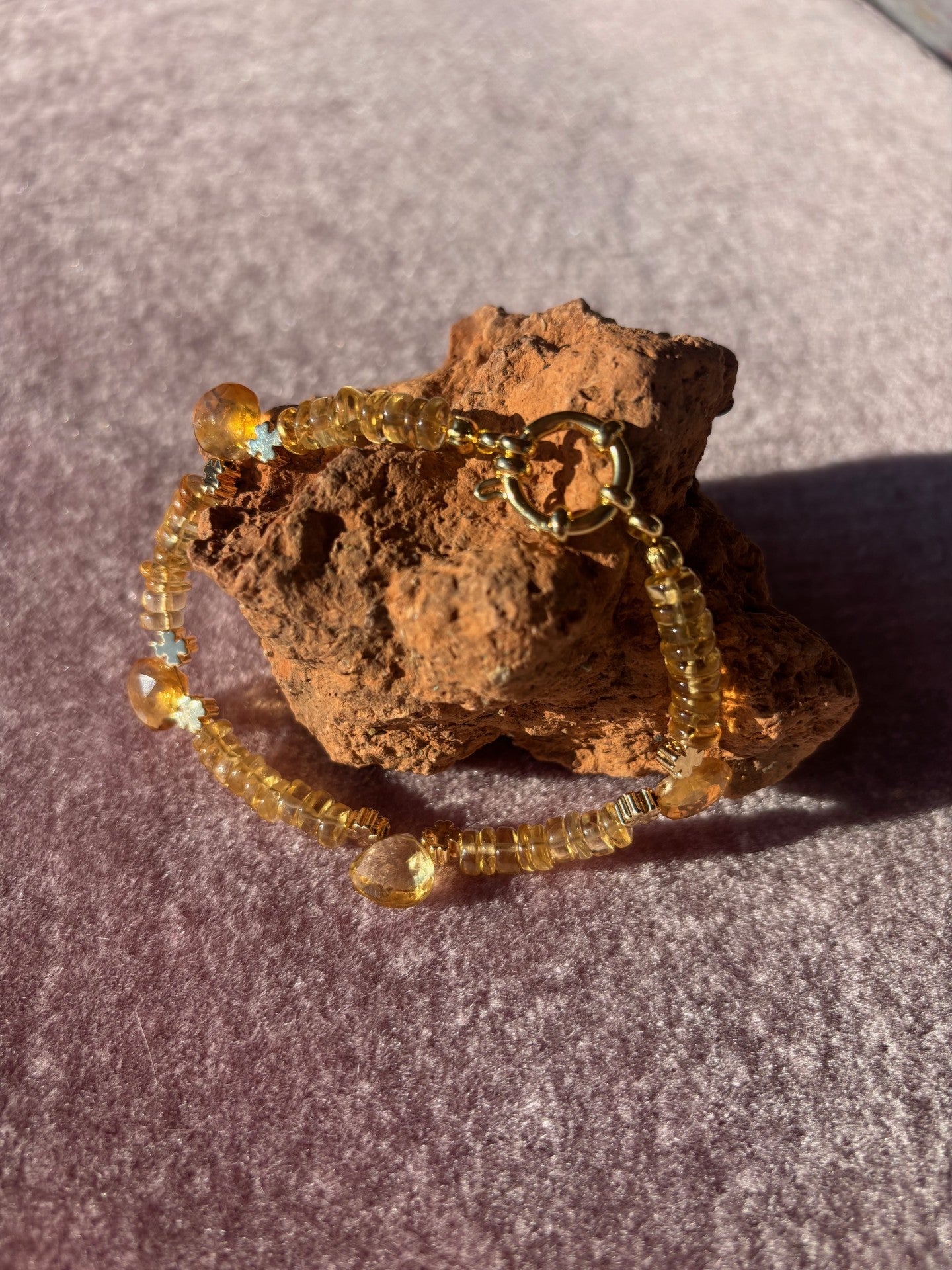 Bracelet “Golden citrine” •Citrine clear tear drops •Citrine beads • Gold plated